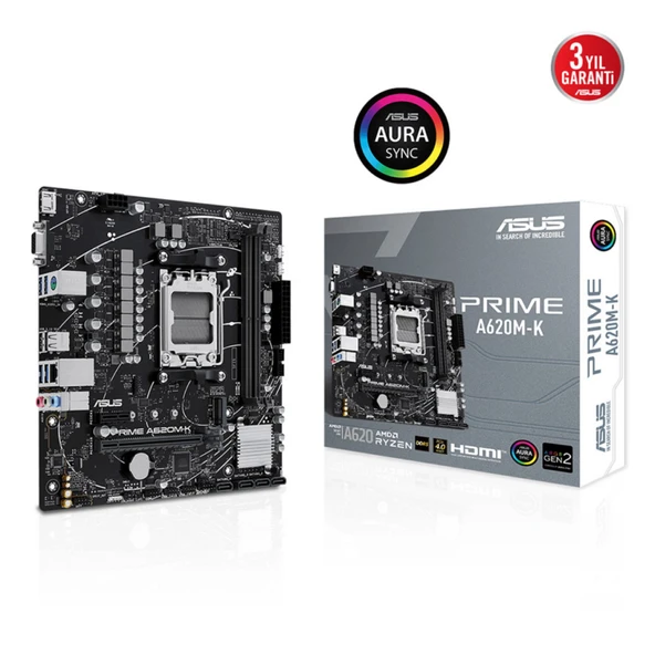 Prime A620M-K, 2Xddr5, 1X M.2, D-Sub, Hdmi, Am5 Soket Anakart ürün görseli 1