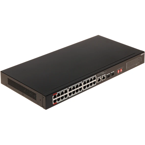 Dahua S3226-24Et-240, 24 Port, Megabit, Poe 240W, 2 Port Gigabit Uplink, 2 Port Gigabit Combo Sfp, Longe Range 250Mt, Yönetilemez, Rack Mount Switch ürün görseli 1