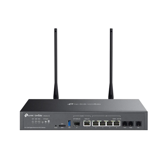 Omada Dr3220V-4G, 4 Port, 4G+Cat6 2,4Ghz, 1 Combo Sfp Port, 2 Fxs Port, Yuvalı, Gigabit Rackmount Dsl Gateway ürün görseli 1