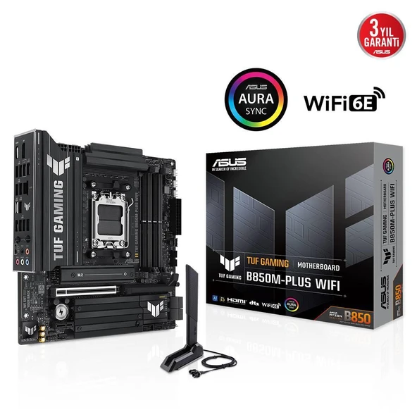 Tuf B850M-Plus Wifi, 4Xddr5, 3X M.2, Hdmi, Dp, Type-C, Wi-Fi 6E, Bluetooth V5.3, Am5 Soket Anakart ürün görseli 1