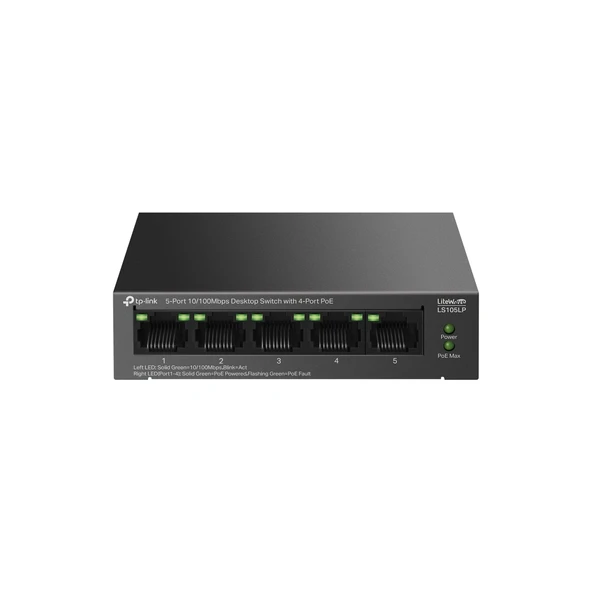 Tp-Link Ls105Lp, Green Tech, 5 Port, Megabit, 4 Port Poe 41W, Metal Kasa, Yönetilemez, Masaüstü Switch ürün görseli 1