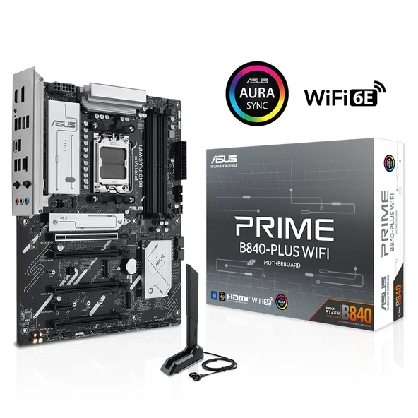 Prime B840-Plus Wifi, 4Xddr5, 3X M.2, Hdmi, Dp, Type-C, Wi-Fi 6E, Bluetooth 5.3, Am5 Soket Anakart ürün görseli 1