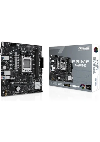 Amd A620M-K Ddr5 6400 (Oc) Vga Hdmi M.2 Pcie 16X V4.0 Am5 Usb 3.2 Aura Rgb (7000-8000-9000) Serisi ürün görseli 1
