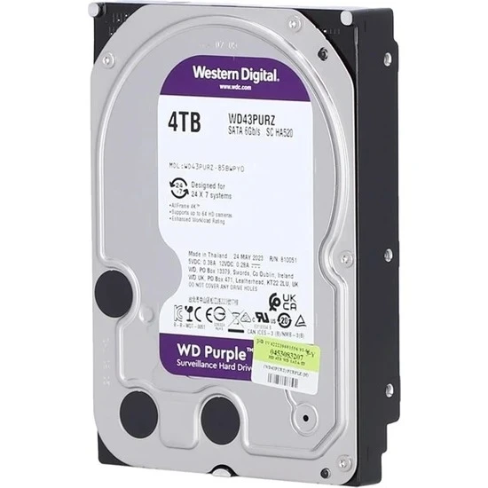 Wd 3.5 Purple 4Tb 5400Rpm 256Mb Sata3 Güvenlik Hdd Wd43Purz (7/24) Wd Tr Disty ürün görseli 1