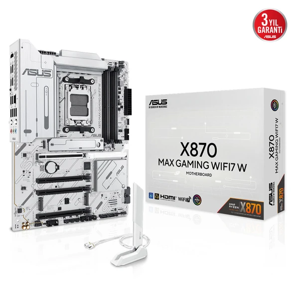 X870 Wifi7 W, 4Xddr5, 3Xm2, Hdmi, Dp, Type-C, Wi-Fi 7, Bluetooth V5.3, Am5 Soket Anakart ürün görseli 1