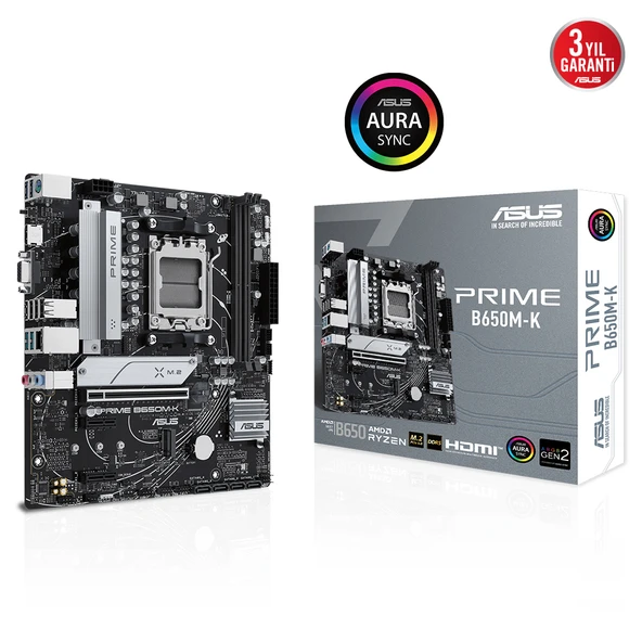 Prime B650M-K, 2Xddr5, 2X M.2, D-Sub, Hdmi, Am5 Soket Anakart ürün görseli 1