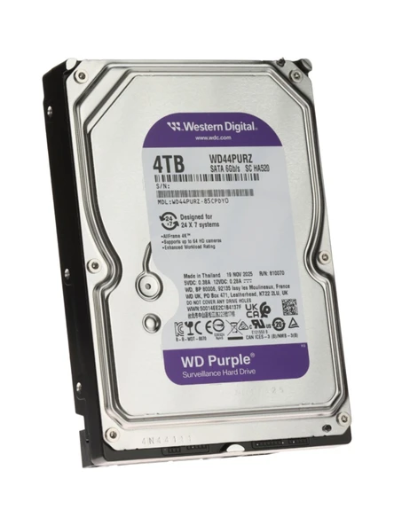 Wd 3.5 Purple 4Tb 5400Rpm 256Mb Sata3 Güvenlik Hdd Wd44Purz (7/24) ürün görseli 1