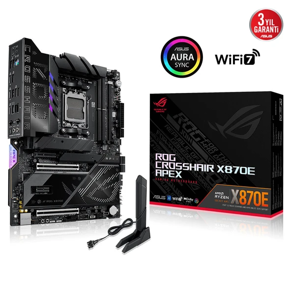 Rog Crosshair X870E Apex, 2Xddr5, 5Xm.2, 2Xdp, Type-C, Pcie 5.0, 2Xwi-Fi 7, Bluetooth V5.4, Am5 Soket Anakart ürün görseli 1