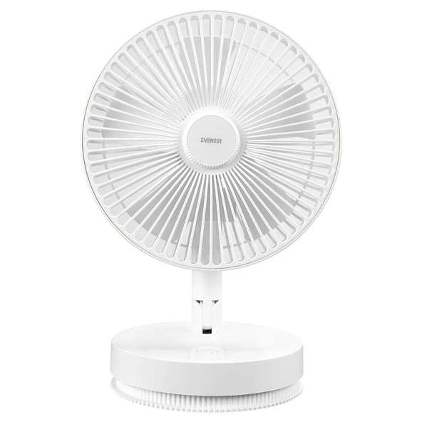 Everest Efn-600, Beyaz, 4 Kademeli Hız, Masaüstü Kullanım, Taşınabilir, Dahili 2000Mah Bataryalı, Usb Şarj Girişli, Kumandalı, Vantilatör ürün görseli 1