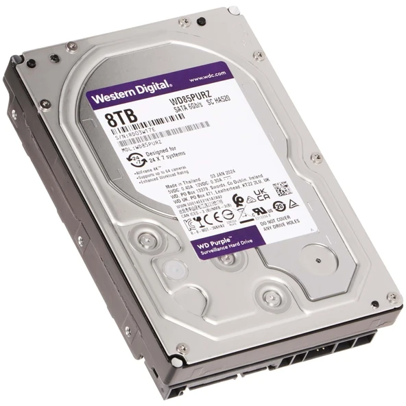 Wd Purple, Wd85Purz, 3.5&Amp;Quot;, 8Tb, 256Mb, 5640 Rpm, 7/24 Güvenlik, Hdd (Türkiye Distribütörü Garantili) ürün görseli 1