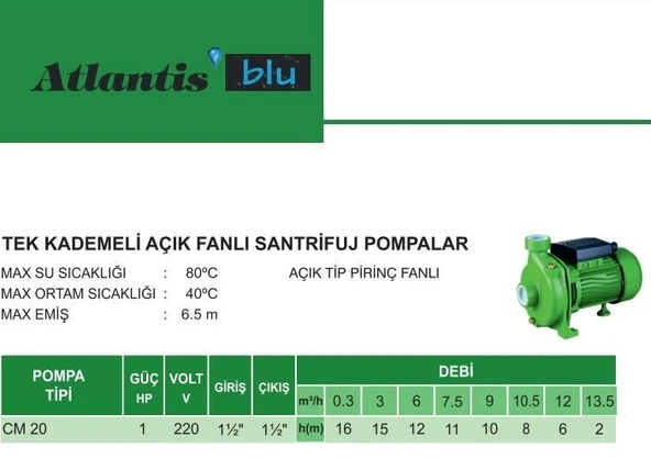 Atlantis Cm20 1 Tek Kademeli Santrifuj Pompa - Resim 2