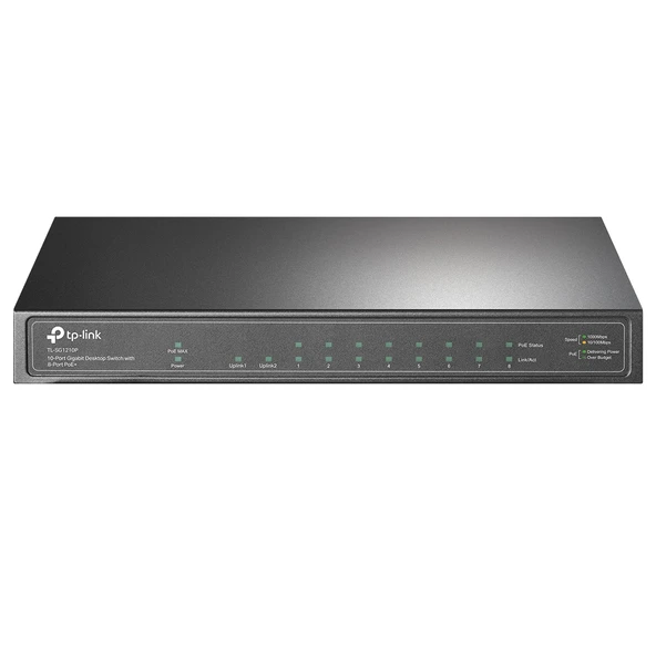 Tp-Link Tl-Sg1210P, 8 Port, Gigabit, Poe 63W, 1 Port Sfp, Yönetilemez, Metal Kasa, Masaüstü Switch ürün görseli 1