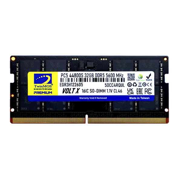 Twinmos Tmd532Gb5600S46, 32Gb, Ddr5, 5600Mhz, Cl46, 1.1V Notebook Ram ürün görseli 1