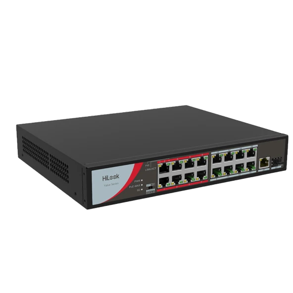 Hilook Ns-0318P-130(B), 16 Port, Megabit, Poe 130W, 1 Port Gigabit Lan, 1 Port Gigabit Sfp, Long Range 250Metre, Yönetilemez, Masaüstü Switch ürün görseli 1