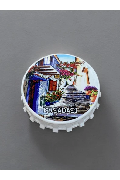 KUŞADASI Temalı Kapak Şeklinde Açacak Magnet Şişe Açacağı  Bordo ürün görseli 1