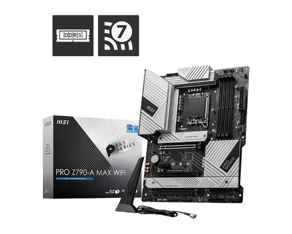Intel Z790-A Wifi Ddr5 7800(Oc) Hdmi / Dp M.2 Wifi-6E 1700P Usb 3.2 Gen1, Gen2 (12-13-14. Nesil) ürün görseli 1