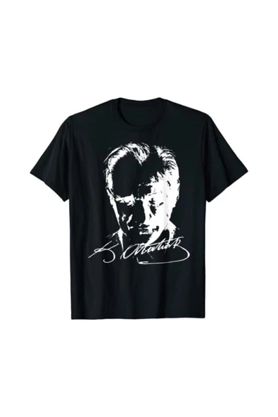 NACAR STORE Unısex Siyah Atatürk Baskılı T-shirt ürün görseli 1