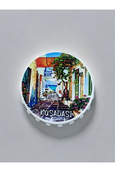 KUŞADASI Temalı Kapak Şeklinde Açacak Magnet Şişe Açacağı  Mavi ürün görseli 1