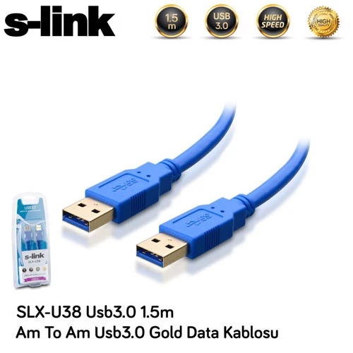 S-Link Slx-U38 Usb 3.0 (1.5 Metre) Usb To Usb Gold Kablo ürün görseli 1