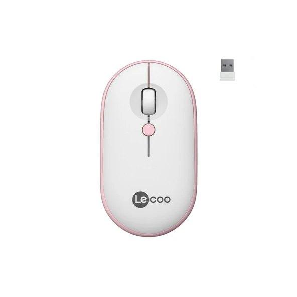 Lecoo Ws212 Kablosuz Optic 1600Dpi Pembe Mouse ürün görseli 1