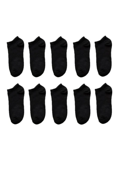 NACAR STORE Kadın 10 Lu Paket Siyah  Düz Patik Çorap ürün görseli 1