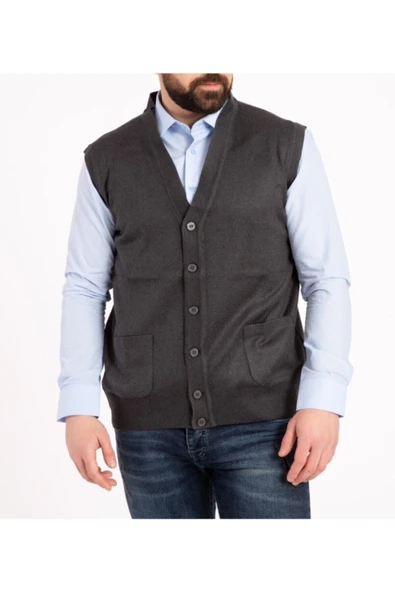 NACAR STORE Erkek Füme Ince Yün Triko Örgü Yelek ürün görseli 1