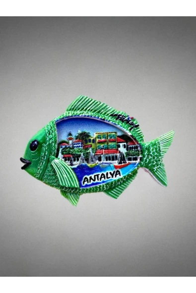 ANTALYA Temalı Kabartmalı Polyester Magnet 8,5 cm x 6cm  Yeşil ürün görseli 1