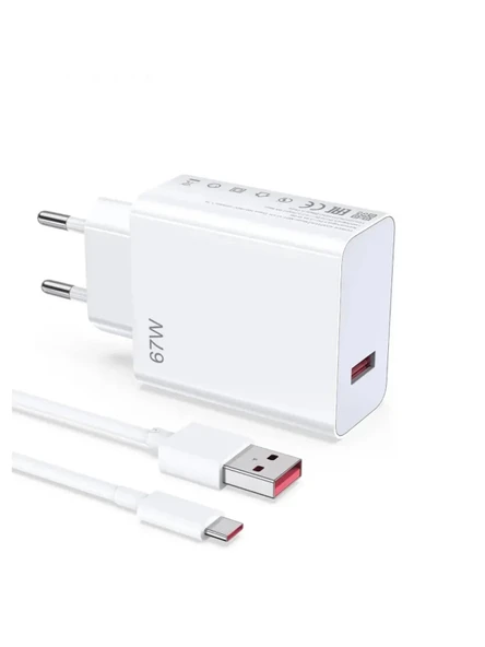 AC-107 67Watt 1xUSB-A 1metre USB-A to USB-C Kablolu Duvar Şarj Aleti ürün görseli 1