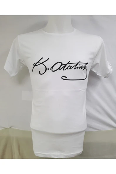 NACAR STORE Unısex Beyaz Mustafa Kemal Atatürk Imzalı Çocuk Tişört ürün görseli 1