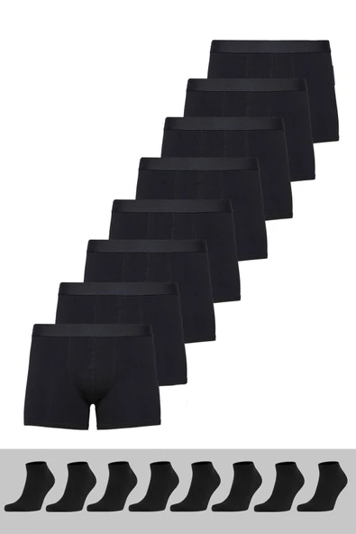 NACAR STORE Erkek 8 Çorap + 8 Boxer Pamuklu Likralı Ekonomik Paket ürün görseli 1