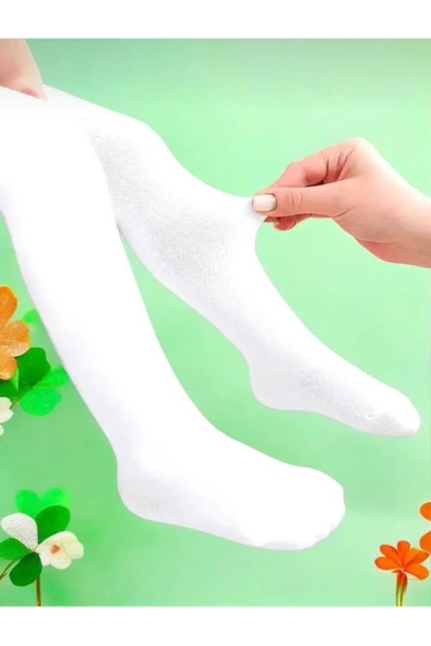 NACAR STORE Kız Çocuk 5'li Paket Mevsimlik Beyaz Külotlu Çorap Okul Çorabı Gösteri Kıyafeti Çorabı ürün görseli 1