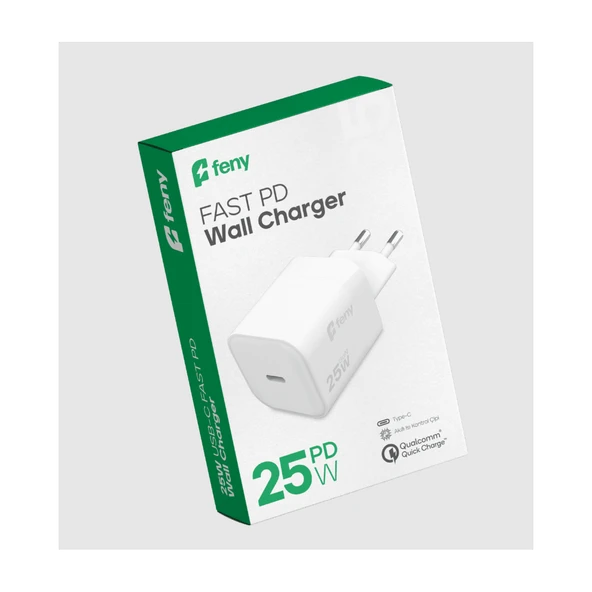Feny Fn-C25, 25W, Type-C, Akıllı Isı Kontrol Chip, Qualcomm Quick Charge 3.0, Şarj Adaptörü ürün görseli 1