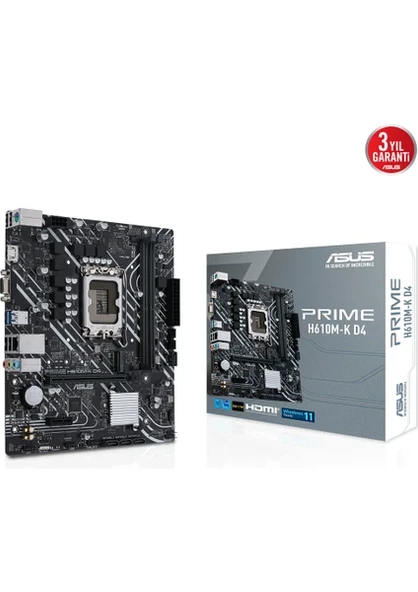 Intel Prime H610M-K D4 Argb Ddr4 3200 Hdmi Glan M.2 1700P (12-13-14. Nesil) ürün görseli 1