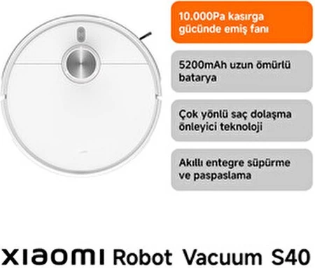 Robot Vacuum S40 Beyaz Akıllı Robot Süpürge 10000 Pa Emiş Gücü ile Etkili Temizlik ürün görseli 1