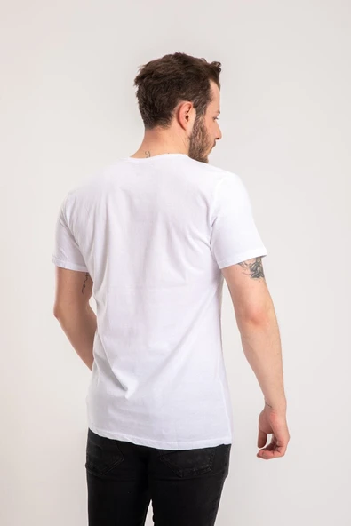 NACAR STORE Erkek Beyaz  Basic T-shirt - Resim 3
