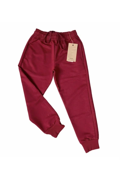 NACAR STORE Unisex Çocuk Bordo Likralı Eşofman Altı ürün görseli 1