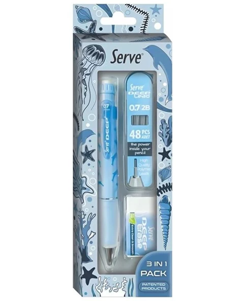 Serve Deep Doğa Temalı Mekanik Versatil 3 lü Set Mavi Yunus ürün görseli 1