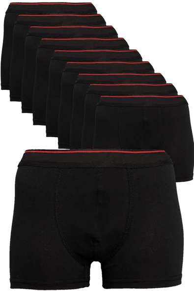NACAR STORE Erkek Siyah 10'lu Paket Likralı Pamuklu Boxer ürün görseli 1