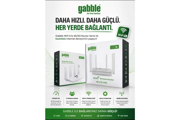 Gabble Gb8201 4G/5G 1 Port Ethernet Wireless Modem / Router ürün görseli 1