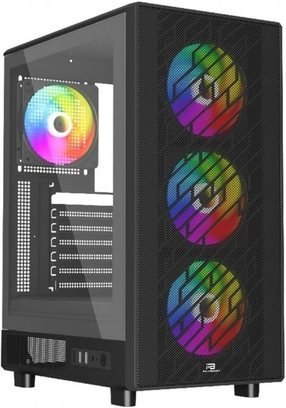 Powerboost Pb-A700B 750W 80 + Bronze Mesh Ön Panel 4Xrainbow Fan+Usb3.0 Atx Kasa Siyah ürün görseli 1