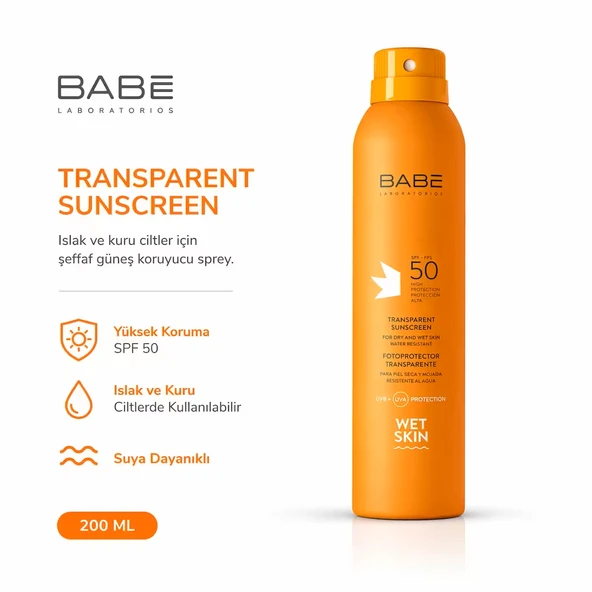 Babe Güneş Koruyucu Transparan Sprey SPF50 + 200 ml ürün görseli 1