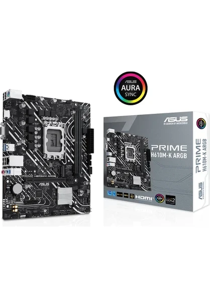 Prime H610M-K Argb Ddr5 5600Mhz Vga Hdmi Glan M.2 1700P Usb 3.2 Gen1 (12-13-14. Nesil) ürün görseli 1