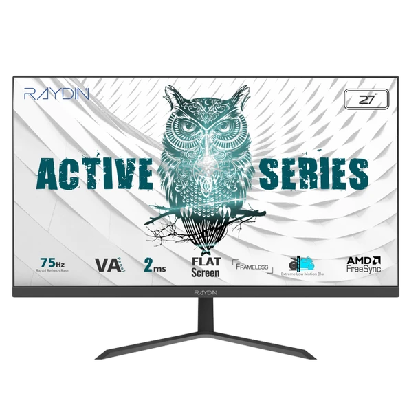 Raydin Breeze, 27&Amp;Quot;, 2Ms, 75Hz, Full Hd, D-Sub, Hdmi, Frameless, Va Led Monitör (Siyah) ürün görseli 1
