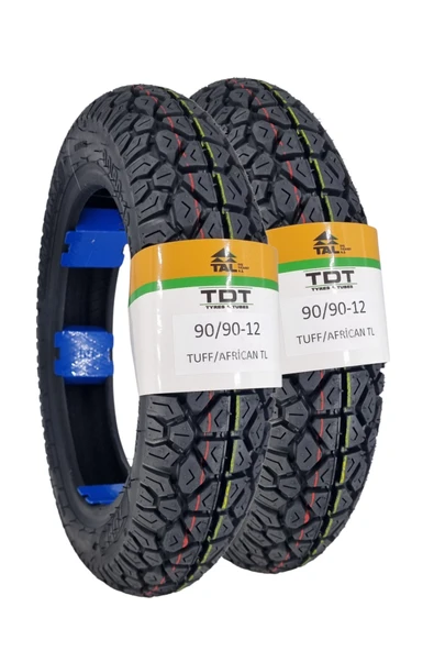 TDT TYRES 90/90-12 ve 90/90-12 (TUBELESS - DUBLEKS) African Lastik Takımı ürün görseli 1