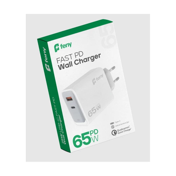 Feny Fn-C65, 65W, Usb+Type-C, Akıllı Isı Kontrol Chip, Qualcomm Quick Charge 3.0, Şarj Adaptörü ürün görseli 1