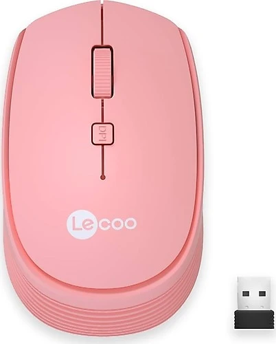 Lecoo Ws202-P Kablosuz 1600Dpi+4 Tuşlu Sessiz Pembe Mouse ürün görseli 1