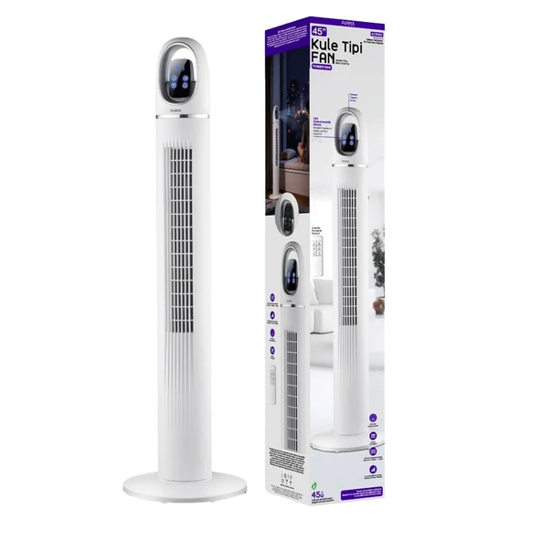 ACFN 45İnç Kule Tipi Vantilatör | 45W Güçlü Motor, 3 Kademeli Hız, Salınımlı, Zamanlayıcılı Tower Fan ürün görseli 1