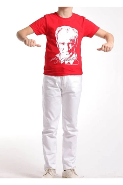 NACAR STORE Erkek Çocuk 23nisan 29ekim 30ağustos 10kasım Özelgün Gösteri Atatürk Baskılı T-shırt&pantolon Takım ürün görseli 1