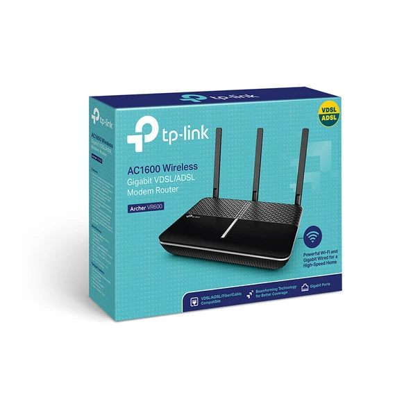 Tp-Link Archer Vr600, Ac1600, 4 Port Gigabit, Dual Band Wifi, 1600Mbps, 3Xanten, 3G-4G Usb Desteği, Vdsl2, Adsl2+ Modem ürün görseli 1