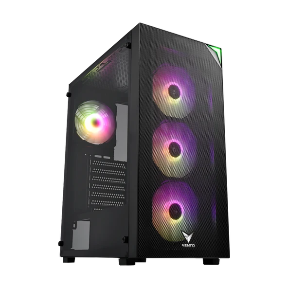 Vento Vg3400S Mid Tower, 650W 80+ Siyah, Temperli Cam, Rgb, Atx Kasa ürün görseli 1